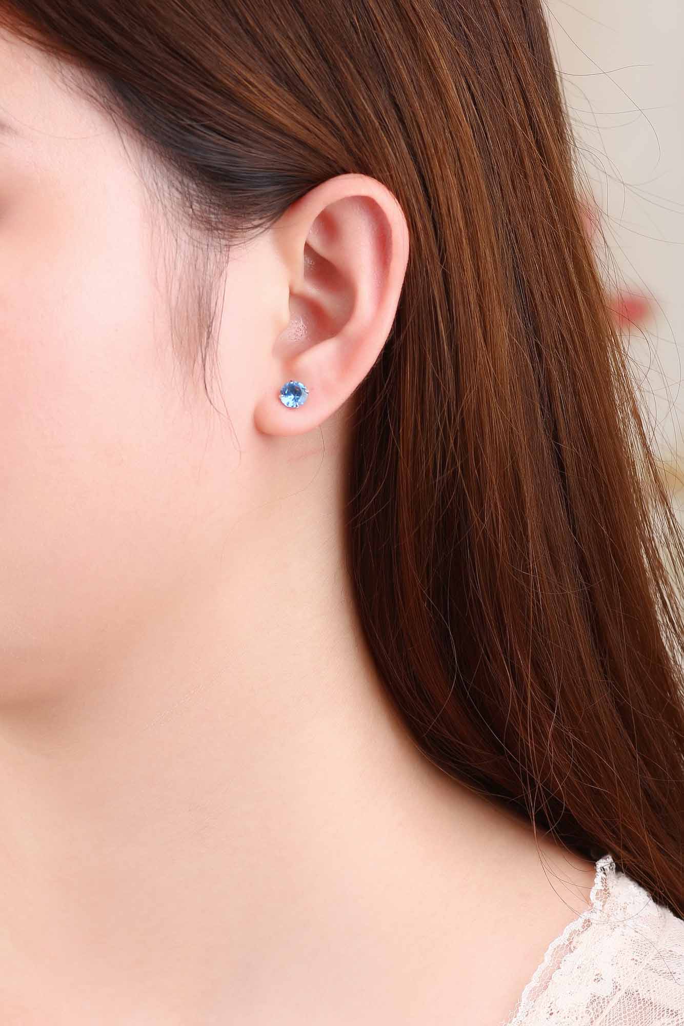 Simple CZ White 925 Sterling Silver Round Studs Earrings-Bijou Crush