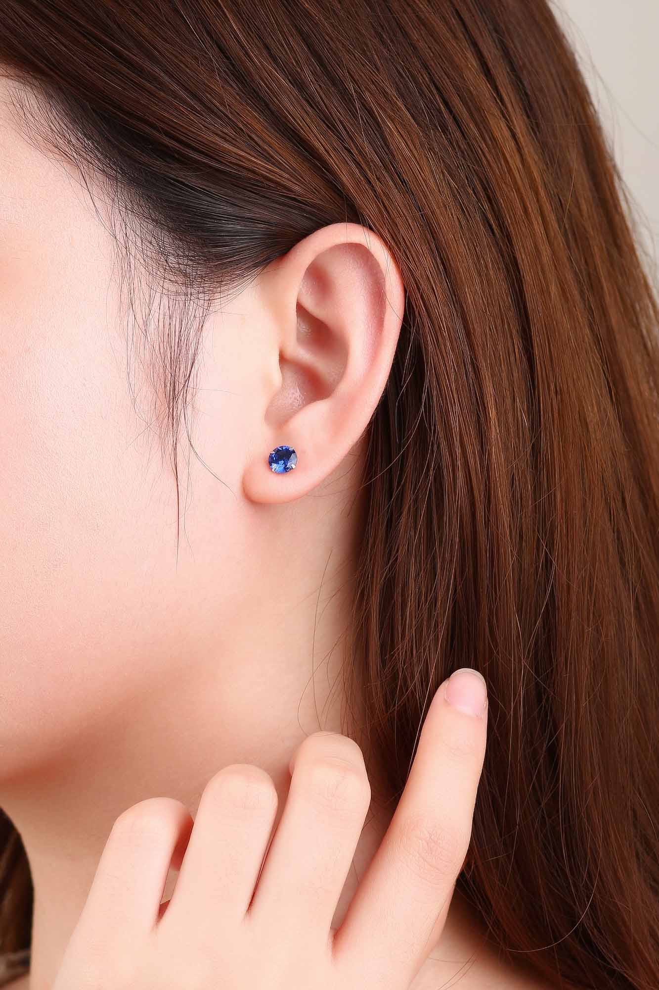 Simple CZ White 925 Sterling Silver Round Studs Earrings-Bijou Crush