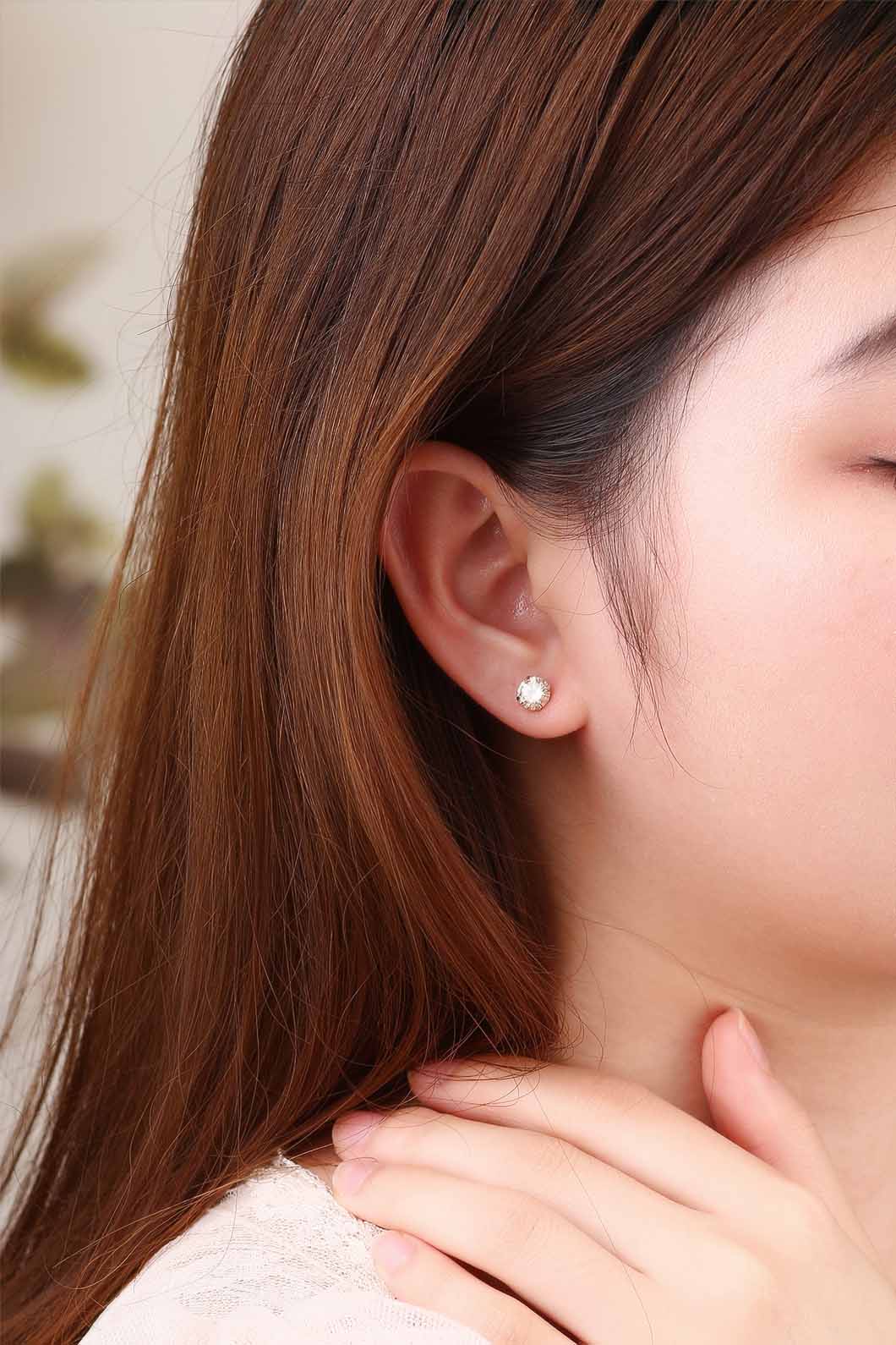 Simple CZ White 925 Sterling Silver Round Studs Earrings-Bijou Crush