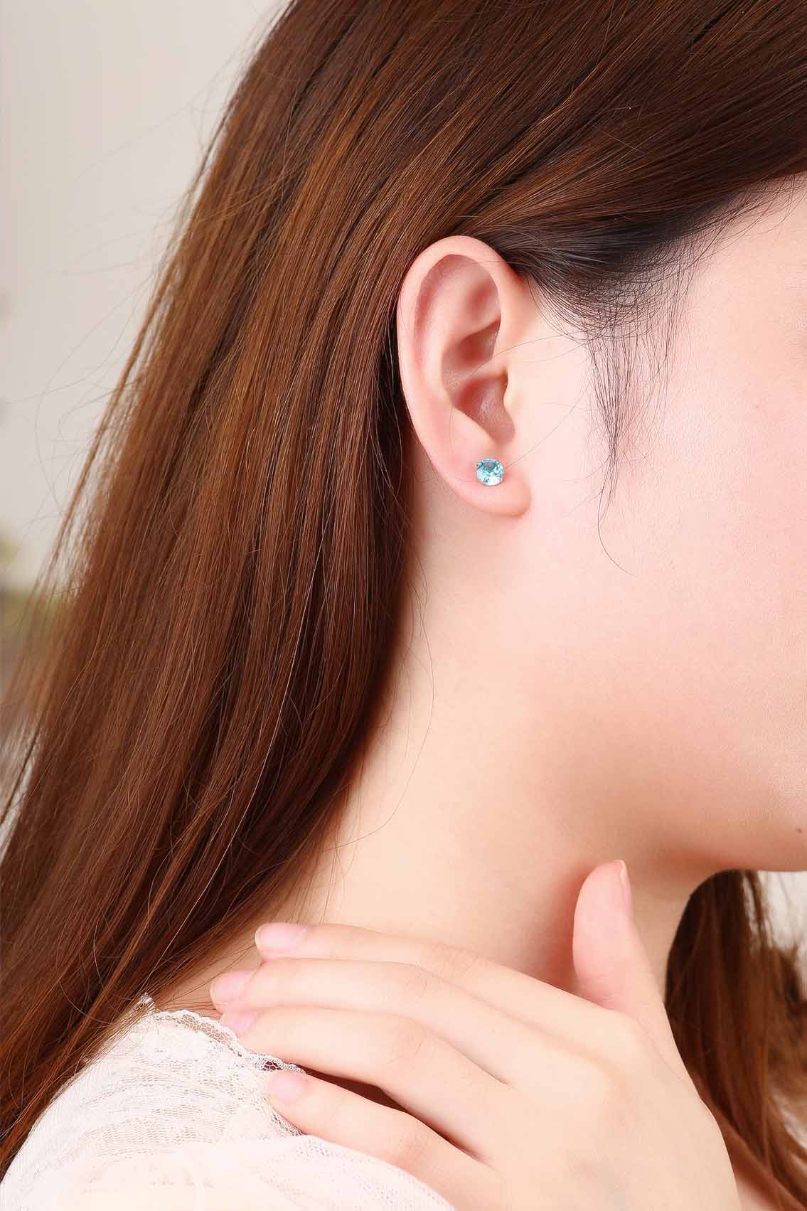 Simple CZ White 925 Sterling Silver Round Studs Earrings-Bijou Crush