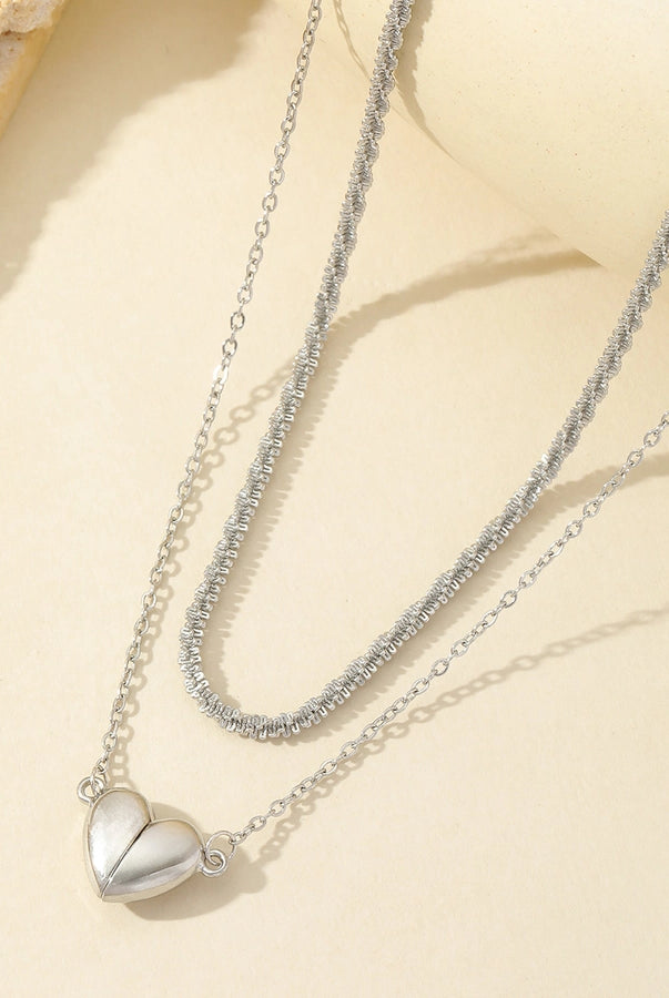 Heartfelt Love Romantic Heart-Shaped Double Layer Necklace – 18K Gold-Plated Stainless Steel-Bijou Crush