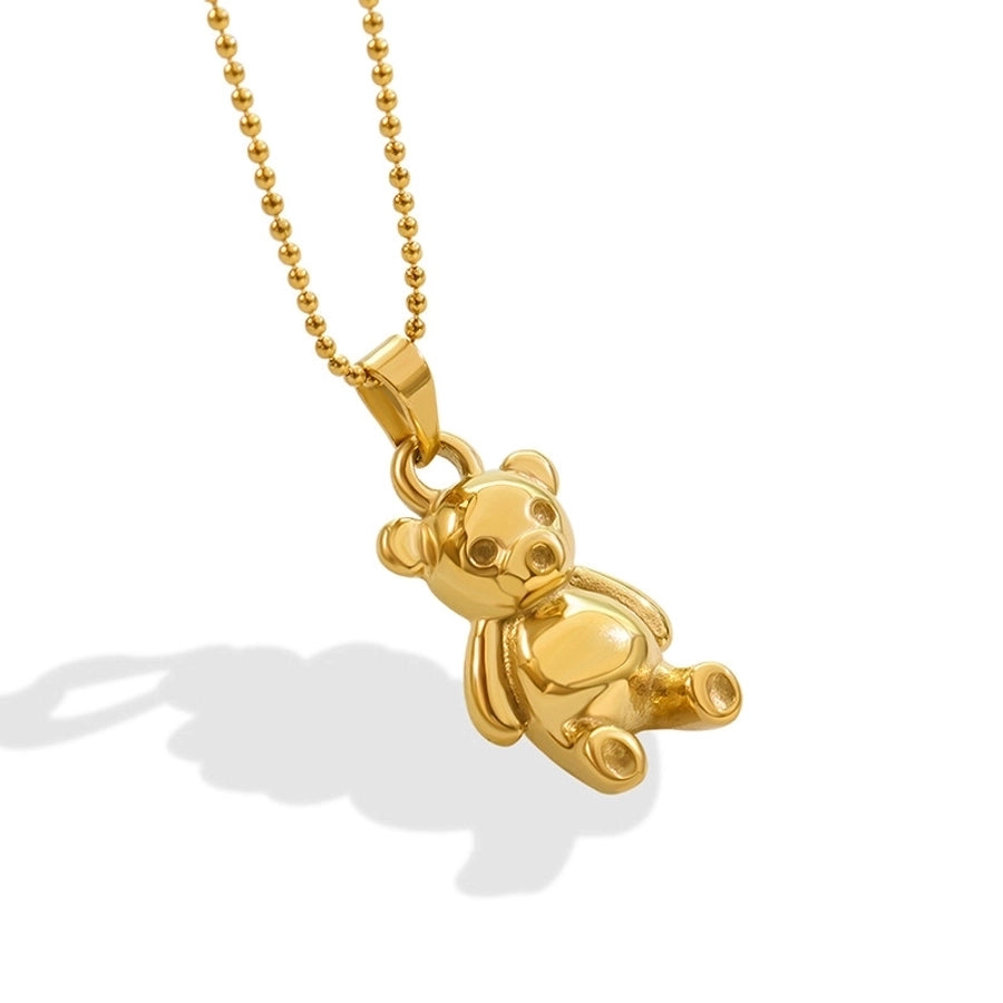 French Style 304 Stainless Steel 18K Gold Plated Plating Teddy Bear Necklace-Bijou Crush