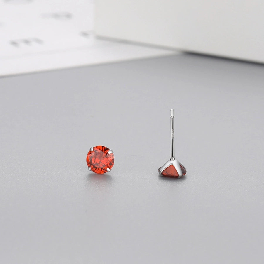 Classic Zircon Round Stud Earrings – 925 Sterling Silver-Bijou Crush