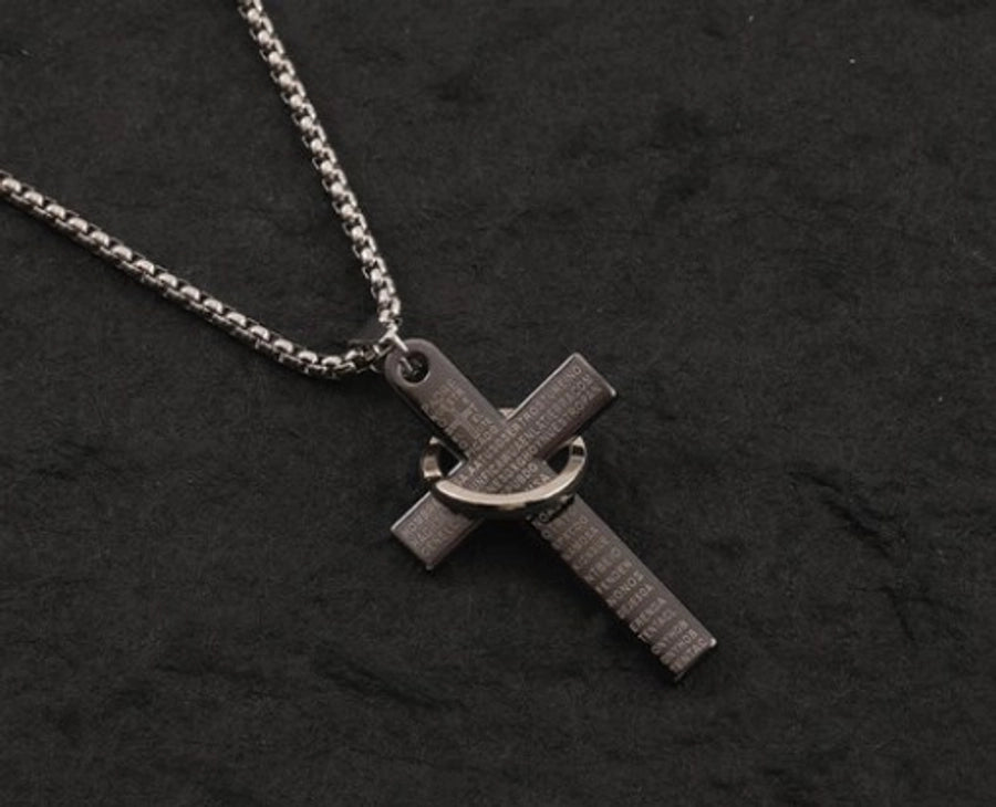 Cross Titanium Steel Patchwork Men's Necklace-Bijou Crush