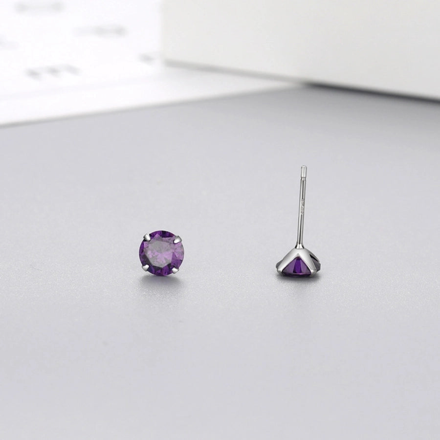 Classic Zircon Round Stud Earrings – 925 Sterling Silver-Bijou Crush