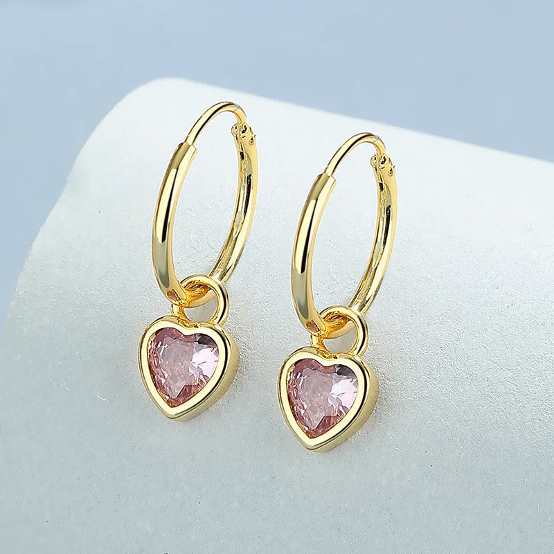 925 Sterling Silver Zircon Heart Shape Drop Earrings-Bijou Crush