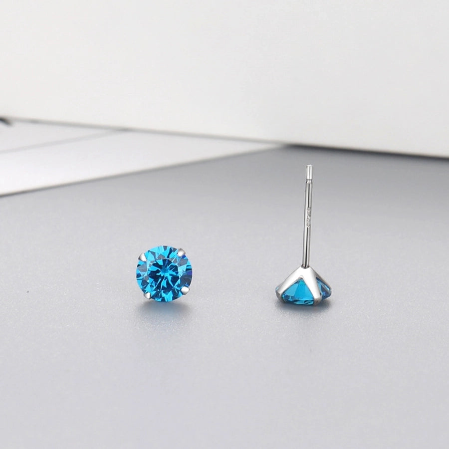 Classic Zircon Round Stud Earrings – 925 Sterling Silver-Bijou Crush