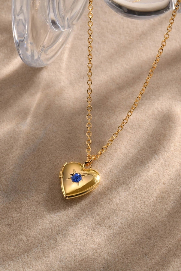 Cute Sweet Heart Shape 201 Stainless Steel Zircon 18K Gold Plated Plating Inlay Necklace-Bijou Crush
