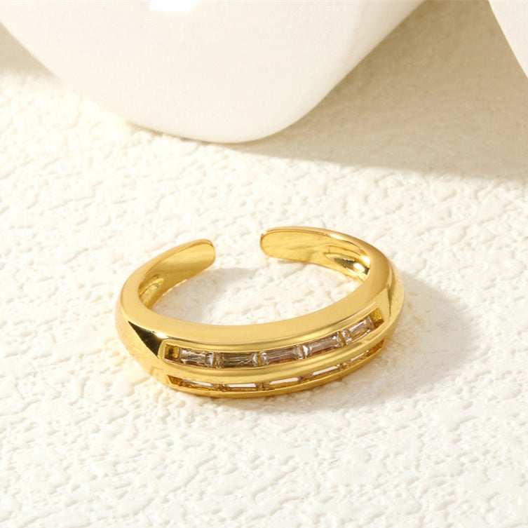 Geometric Copper Zircon Ring – 18K Gold Plated-Bijou Crush