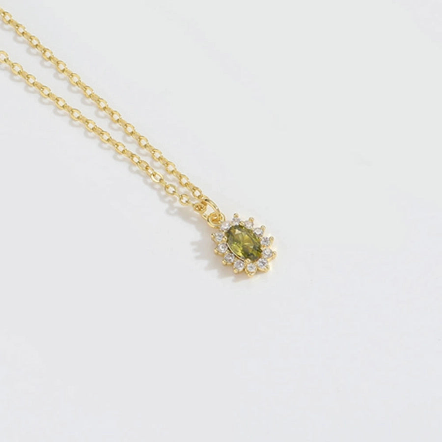 Oval Sparkle Necklace with 14K Gold-Plated Copper Cable Chain-Bijou Crush