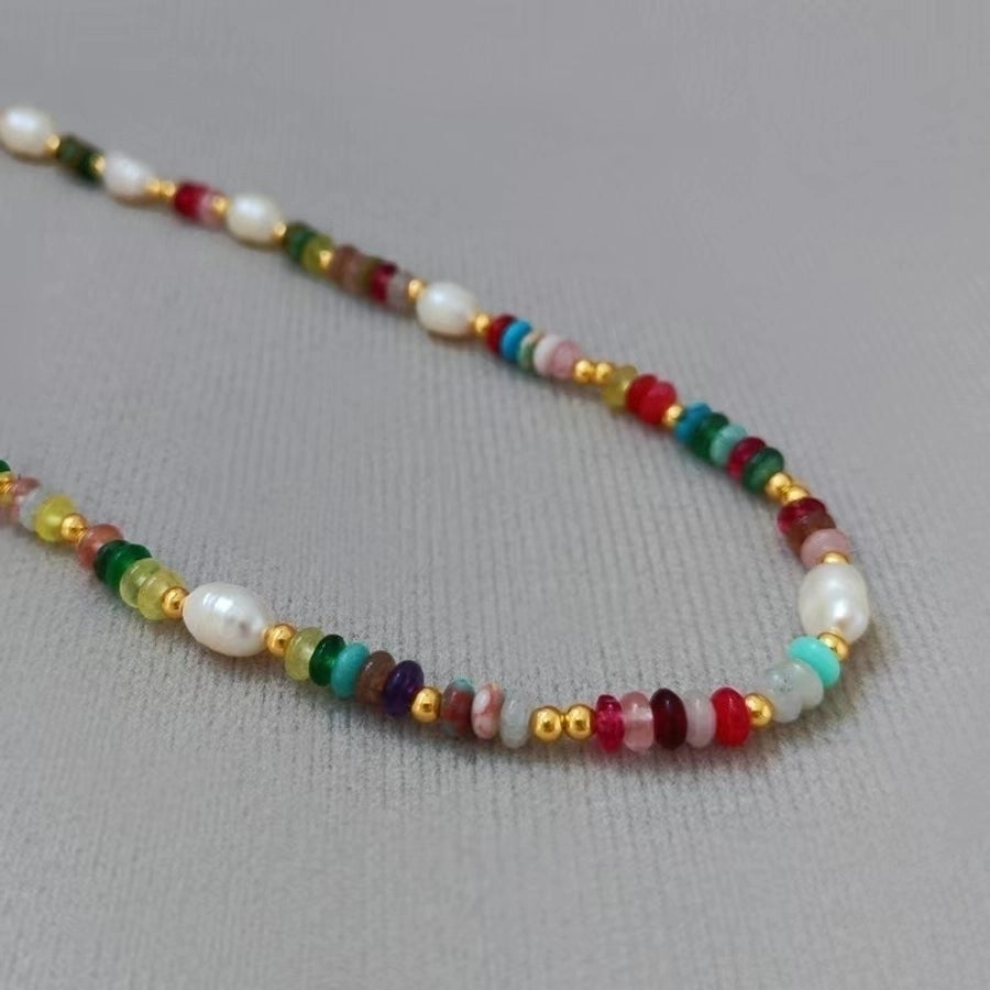 Cute Sweet Colorful 304 Stainless Steel Natural Pearl Natural Stone Bracelets Necklace-Bijou Crush