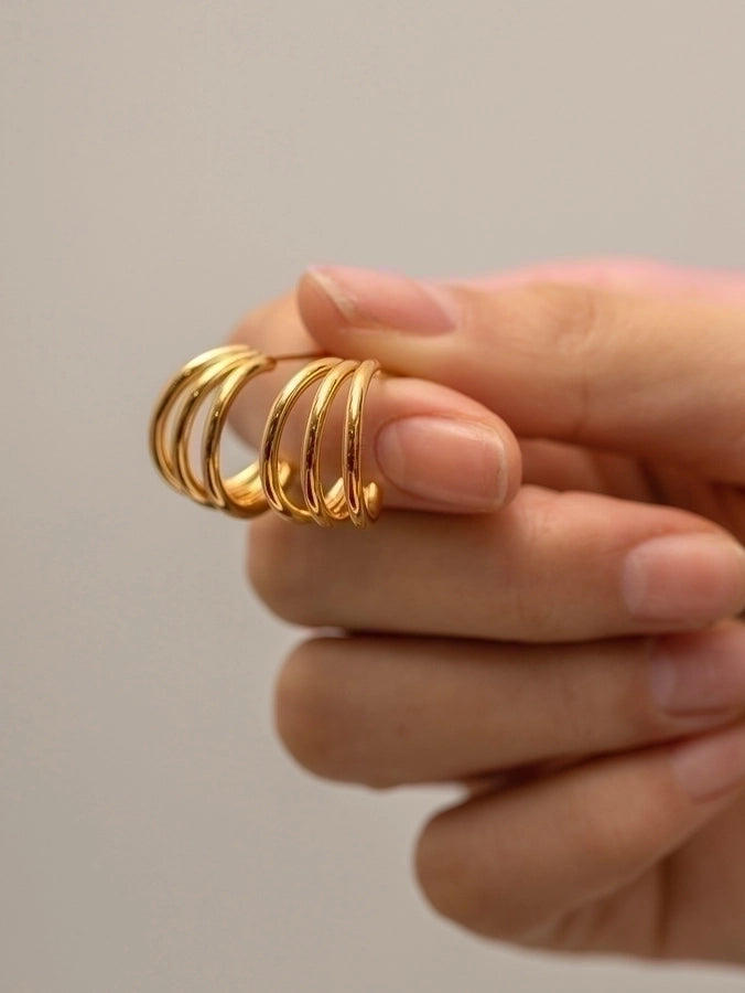 Fashion C Shape Gold Plated 304 Stainless Steel Earrings-Bijou Crush