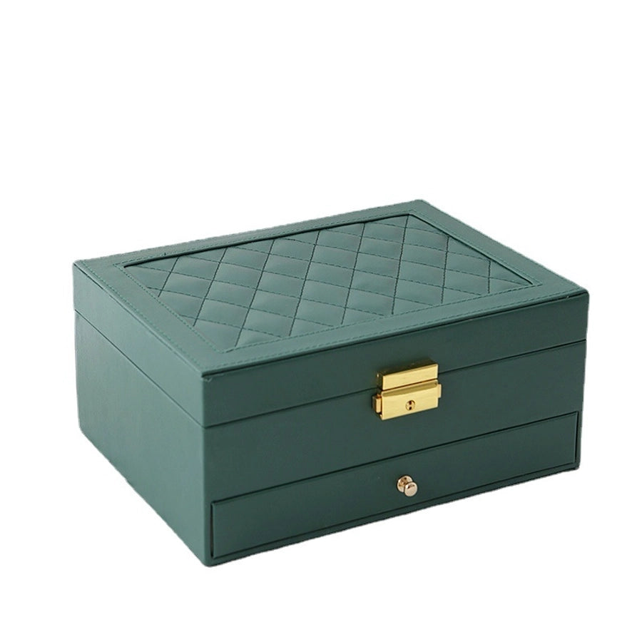 Fashion Lingge PU Leather Layered Jewelry Box-Bijou Crush