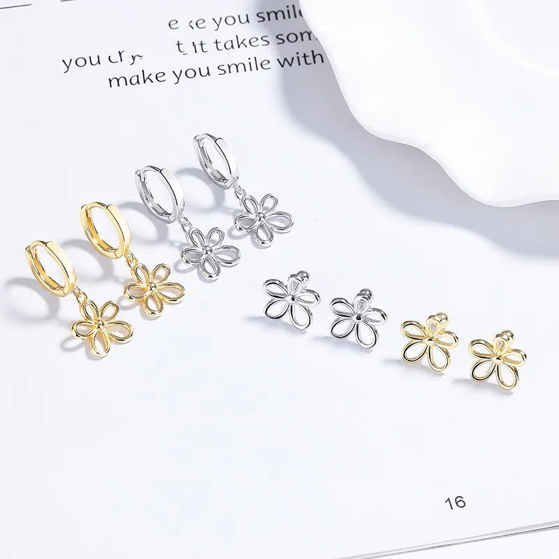 925 Sterling Silver Flower Drop Earrings-Bijou Crush