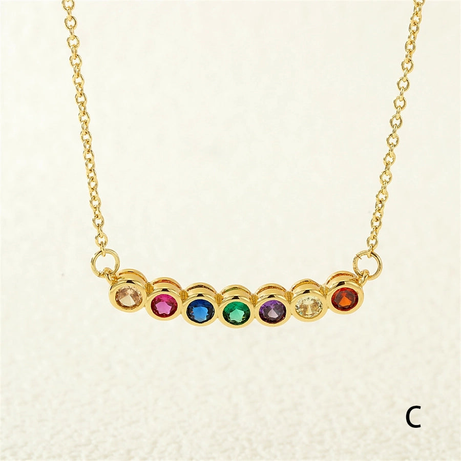 Round Zircon Pendant Necklace – 18K Gold-Plated Copper Elegance-Bijou Crush