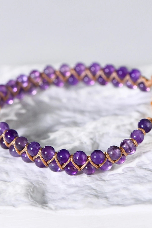 Beautiful Heart Shape Crystal Bracelets in Amethyst & Labradorite-Bijou Crush