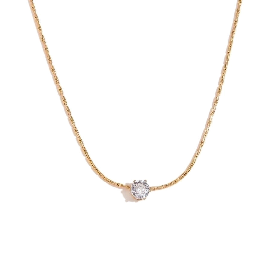 Classic Round Zircon Necklace in 18K Gold-Plated 304 Stainless Steel-Bijou Crush