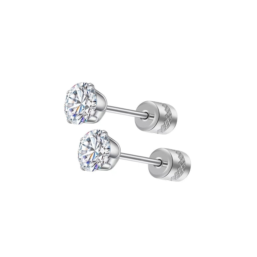 Round Inlay 304 Stainless Steel Zircon 18K Gold-Plated Earrings – Timeless Elegance-Bijou Crush