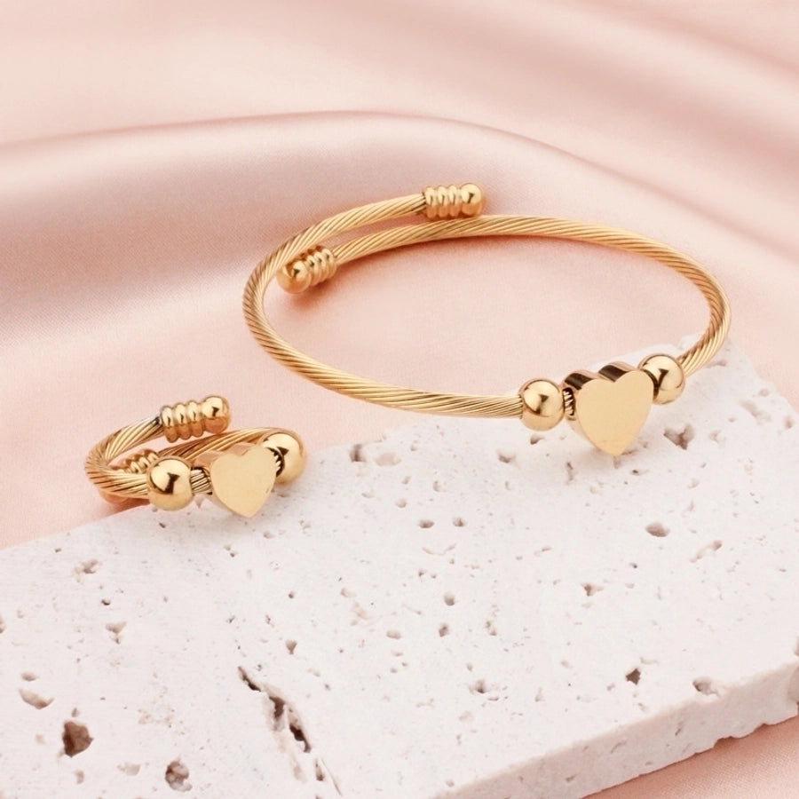 Heart Shape Titanium Steel Rings Bracelets-Bijou Crush