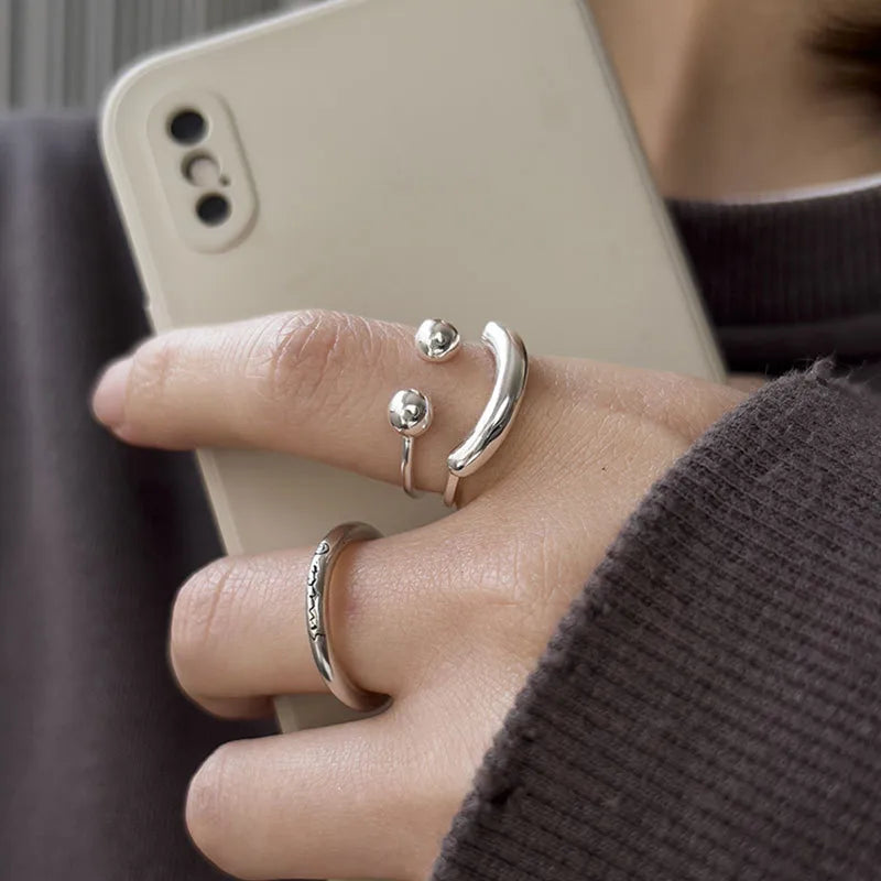 925 Sterling Silver Smile Face Open Ring-Bijou Crush