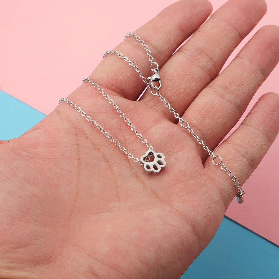 Paw-some Glow Necklace – 18K Gold-Plated Stainless Steel with Cutout Design-Bijou Crush