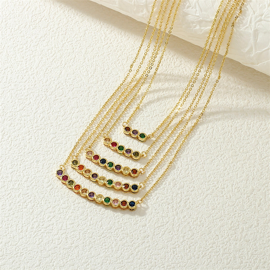 Round Zircon Pendant Necklace – 18K Gold-Plated Copper Elegance-Bijou Crush