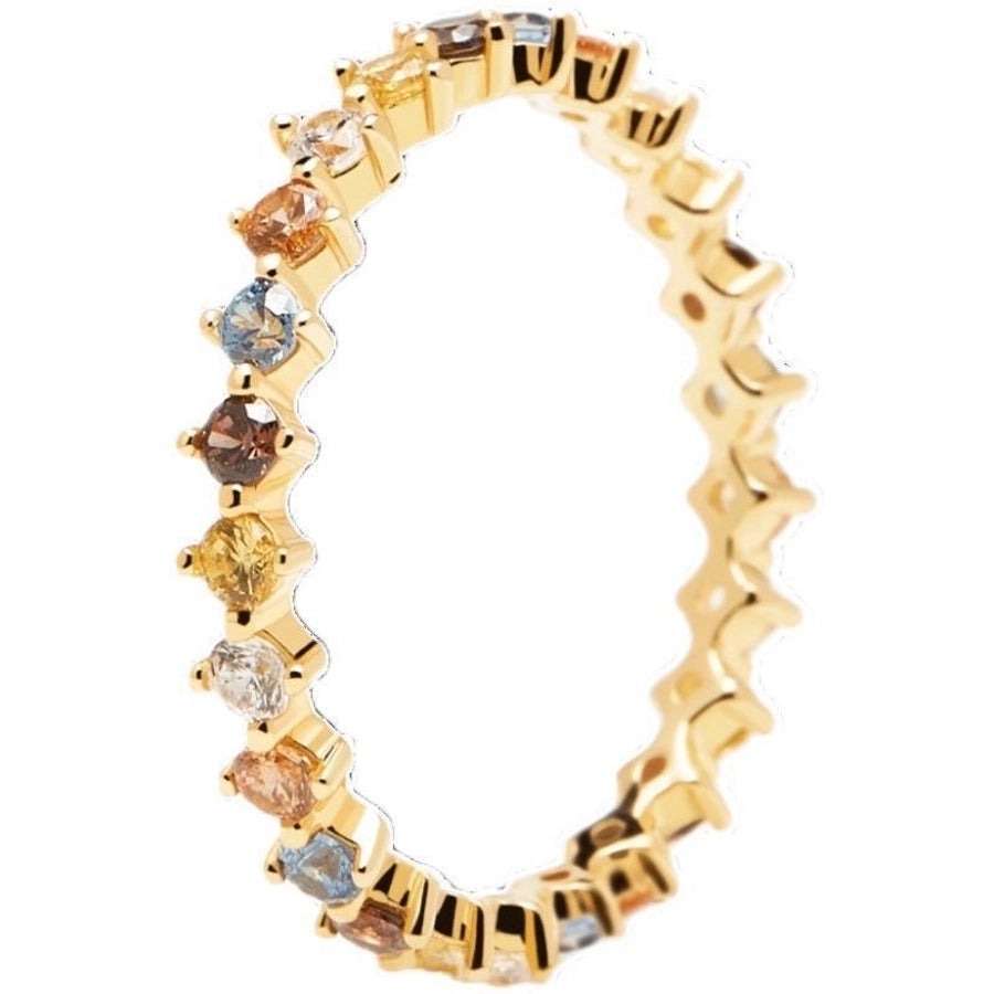 Geometric Rings with Artificial Gemstones in 925 Sterling Silver-Bijou Crush