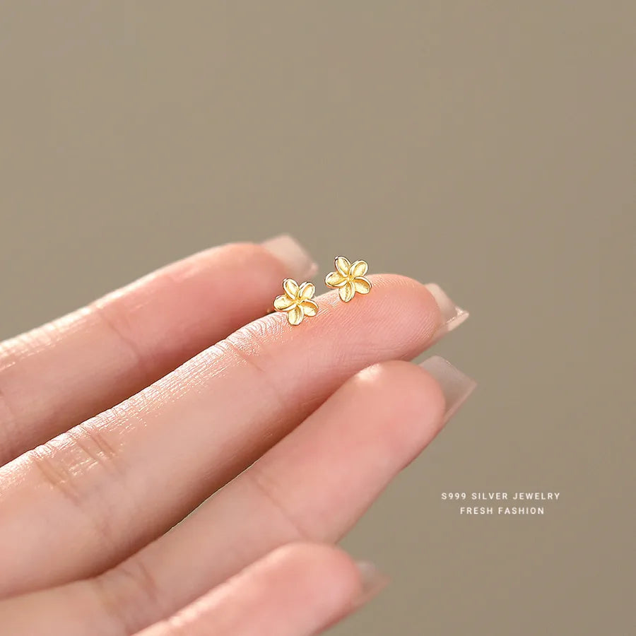 S999 Silver 925 Sterling Silver Flower Stud Earrings-Bijou Crush