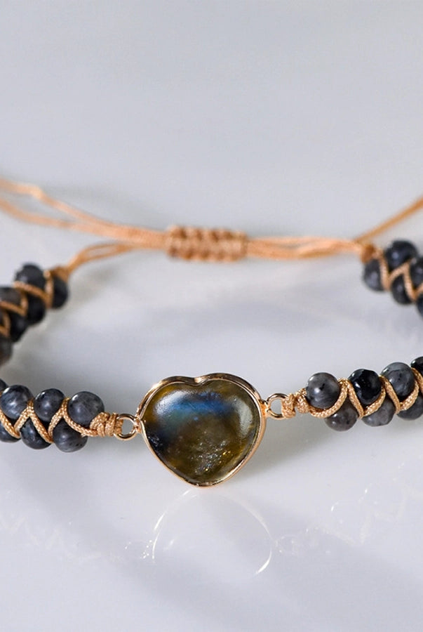 Beautiful Heart Shape Crystal Bracelets in Amethyst & Labradorite-Bijou Crush