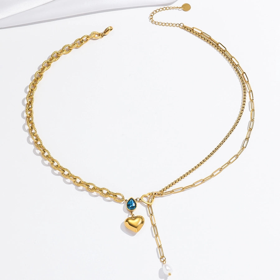 Elegant Luxurious Water Droplets 304 Stainless Steel Zircon 18K Gold Plated Inlay Pendant Necklace-Bijou Crush