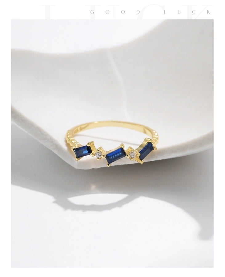 Chic Geometric Square Zircon Ring – 14K Gold Plated 925 Sterling Silver-Bijou Crush