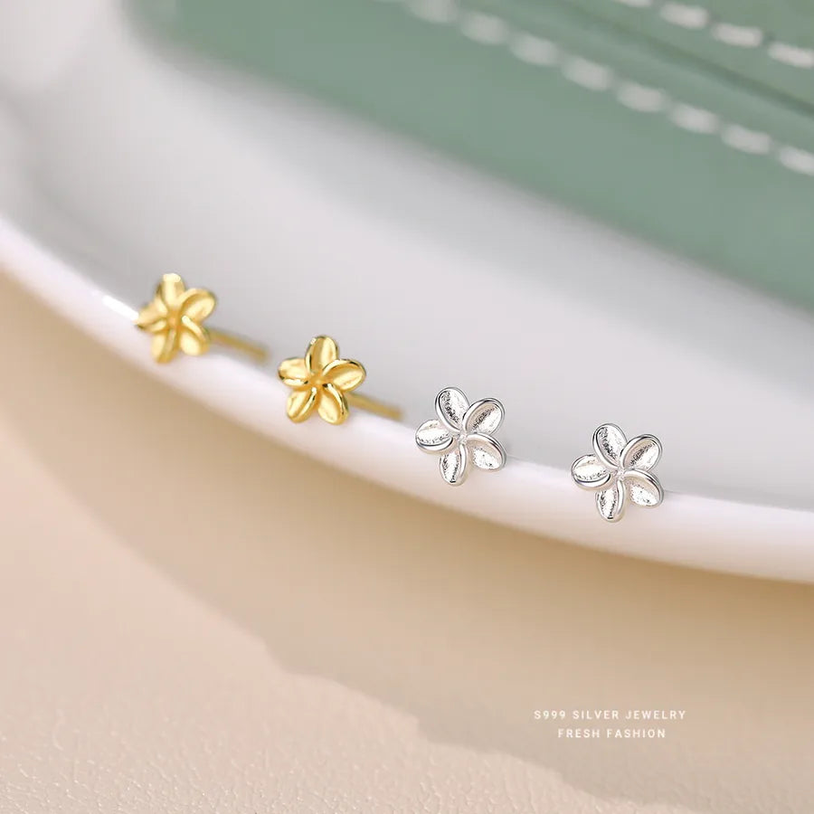 S999 Silver 925 Sterling Silver Flower Stud Earrings-Bijou Crush