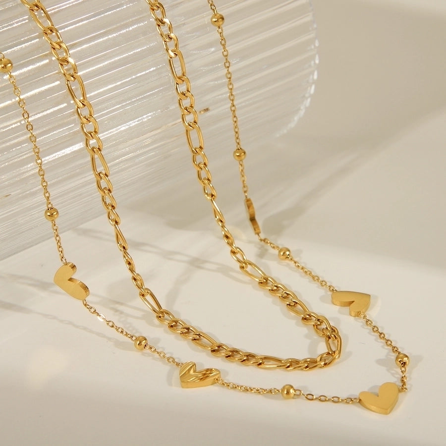 French Vibes: Heart, Flower, and Butterfly Layers – Gold-Plated Stainless Steel Necklaces-Bijou Crush