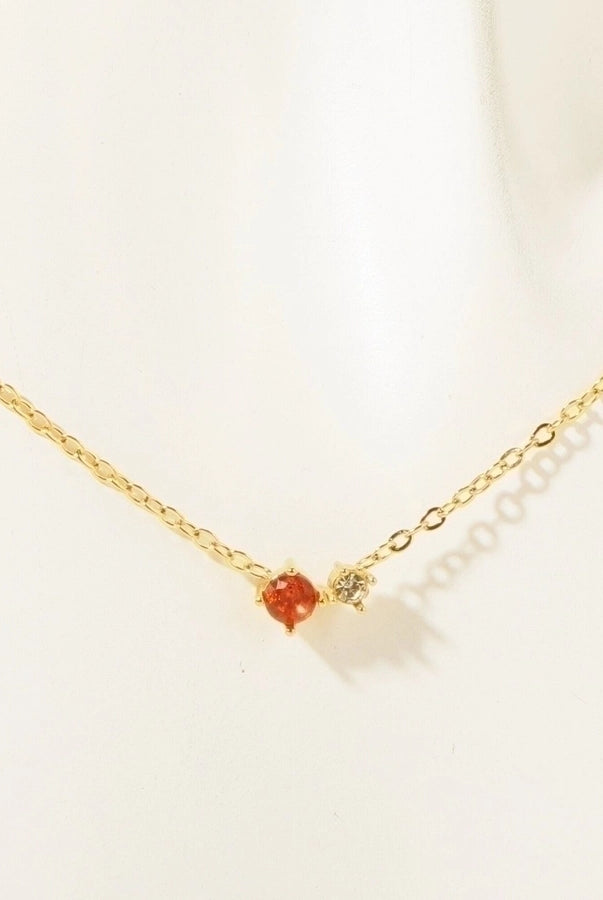 Retro Vibes Pendant Necklace - 18K Gold-Plated Stainless Steel with Sparkly Zircon-Bijou Crush