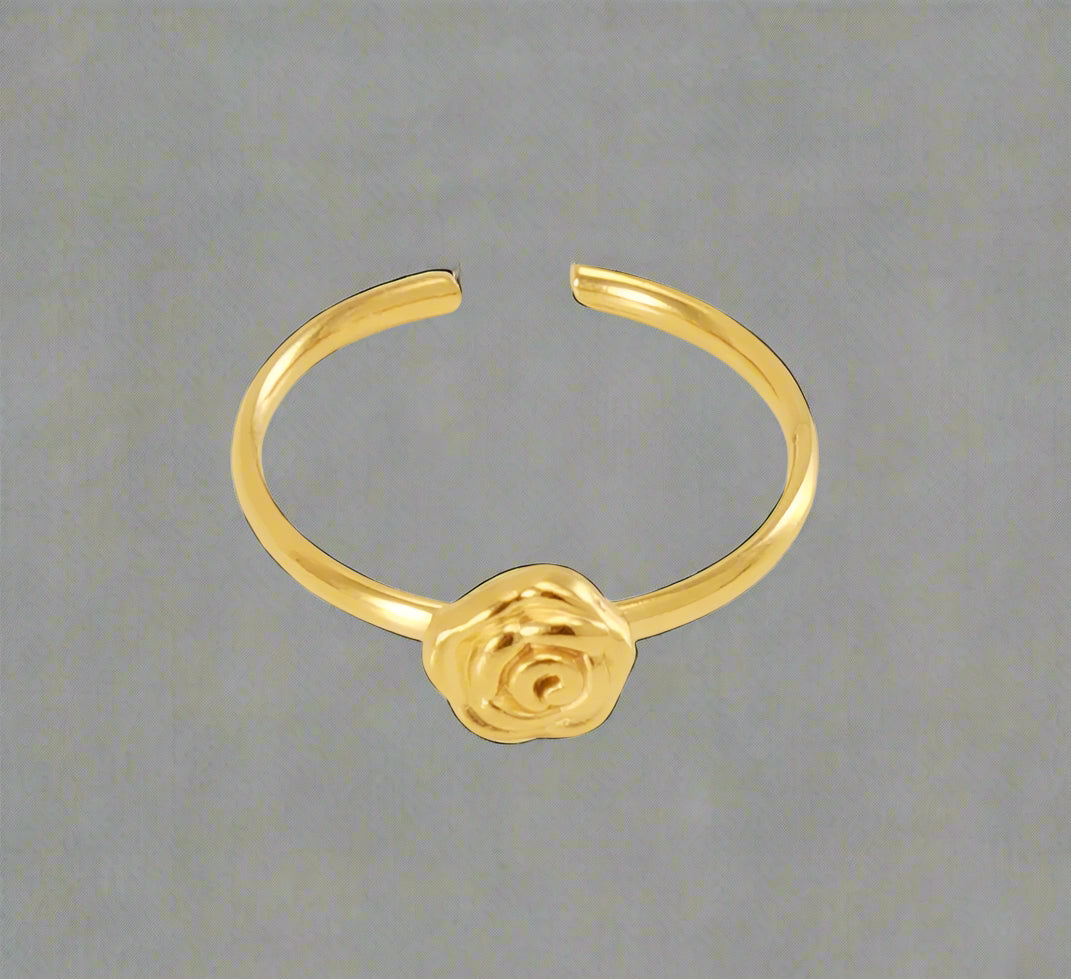 Stainless Steel 18K Gold Plated Simple Style Inlay Heart Shape Knot Flower Rhinestones Open Ring-Bijou Crush