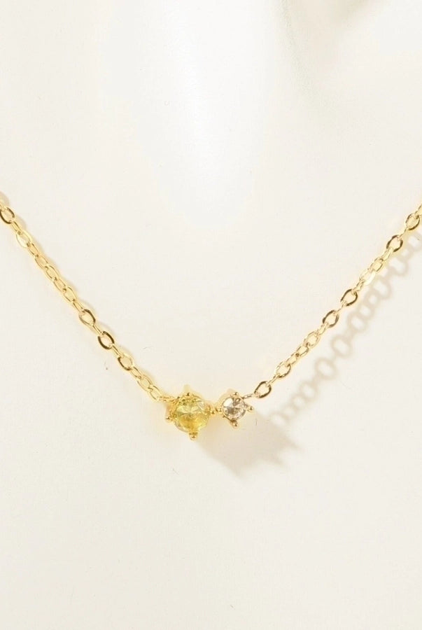 Retro Vibes Pendant Necklace - 18K Gold-Plated Stainless Steel with Sparkly Zircon-Bijou Crush