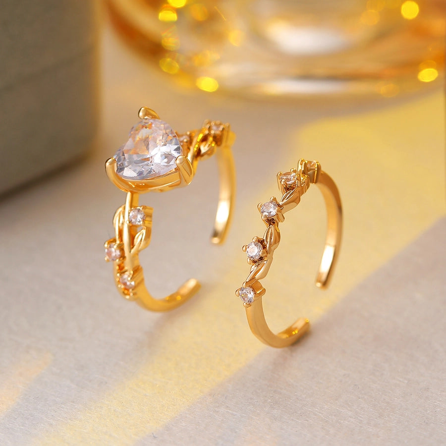 Vintage Heart Zircon Open Ring-Bijou Crush