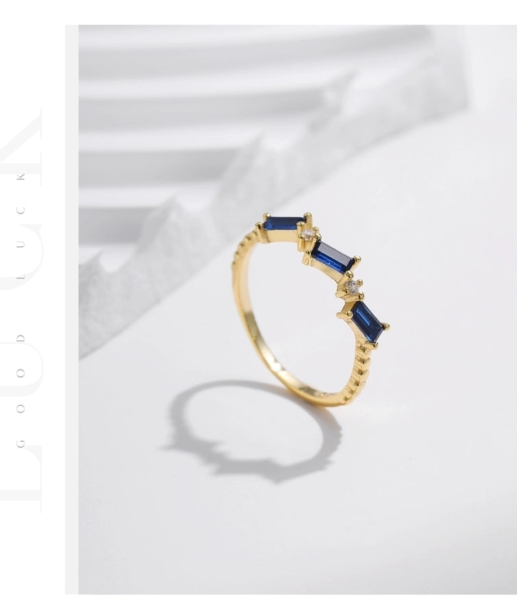 Chic Geometric Square Zircon Ring – 14K Gold Plated 925 Sterling Silver-Bijou Crush