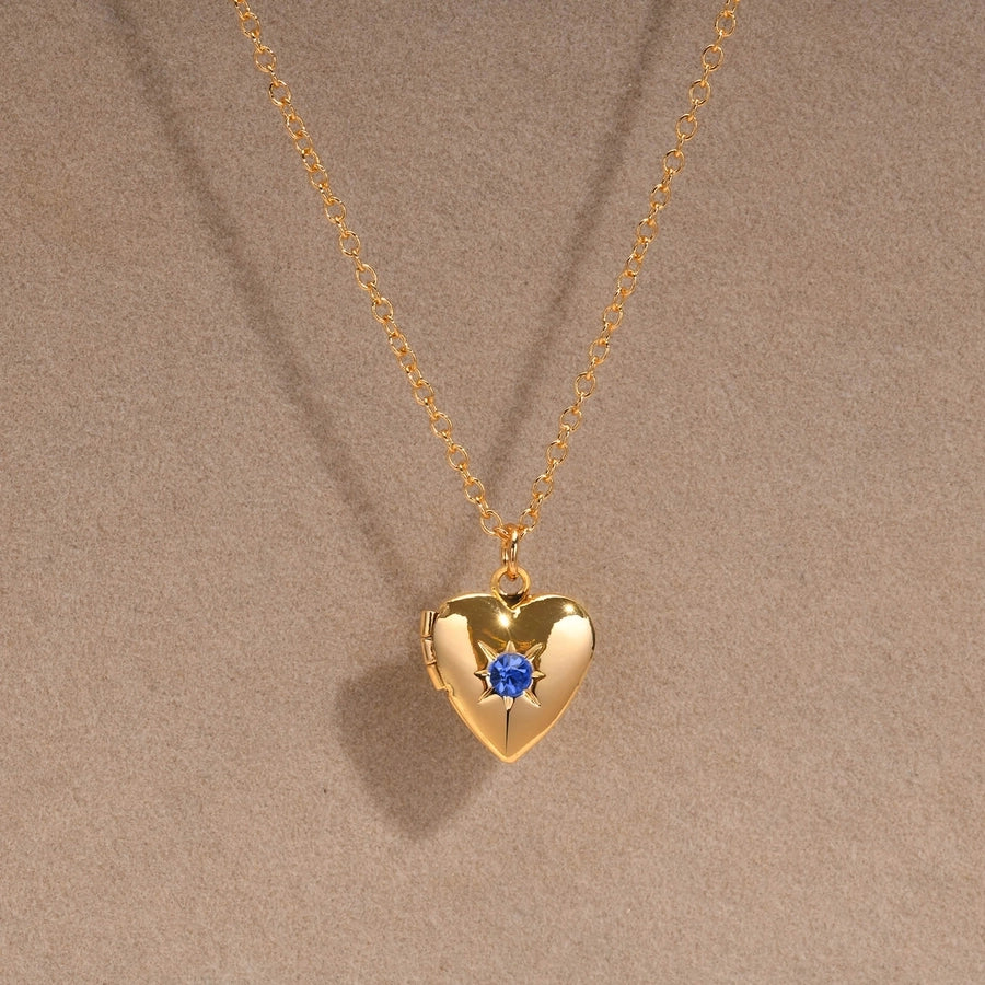 Cute Sweet Heart Shape 201 Stainless Steel Zircon 18K Gold Plated Plating Inlay Necklace-Bijou Crush
