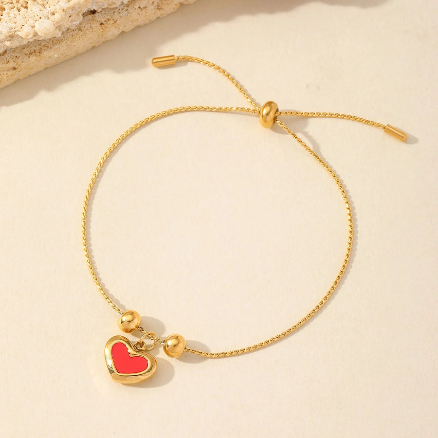 Romantic Heart Shape 304 Stainless Steel Zircon 18K Gold Plated Bracelet and Necklace-Bijou Crush