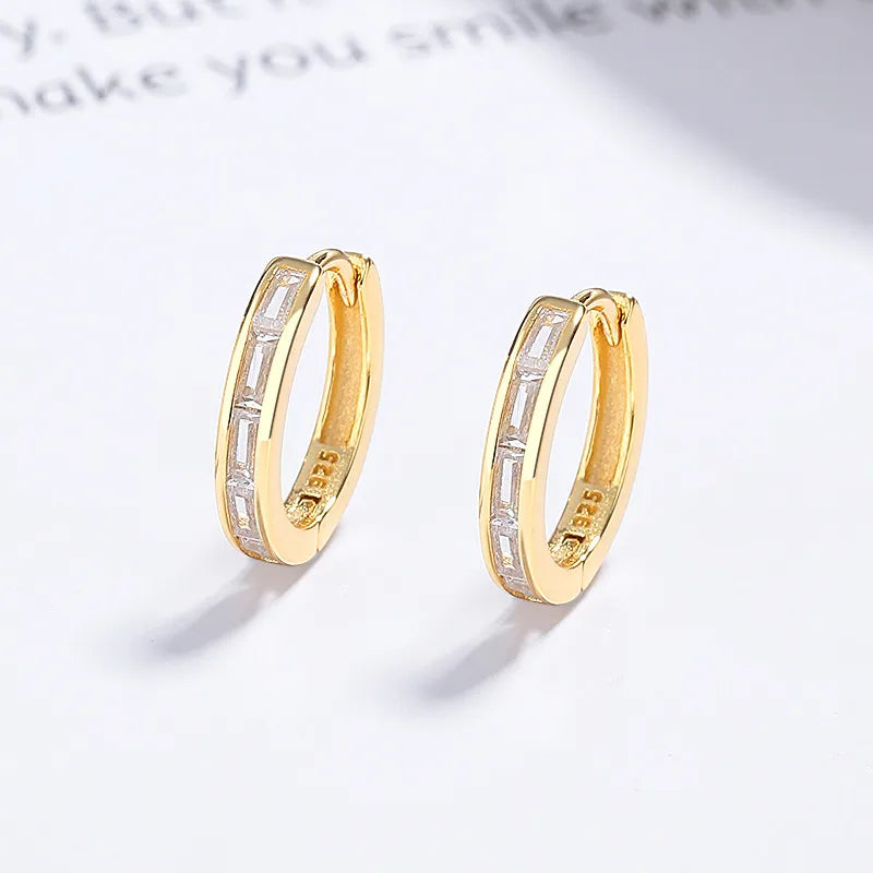 925 Sterling Silver Zircon Geometric Hoop Earrings-Bijou Crush