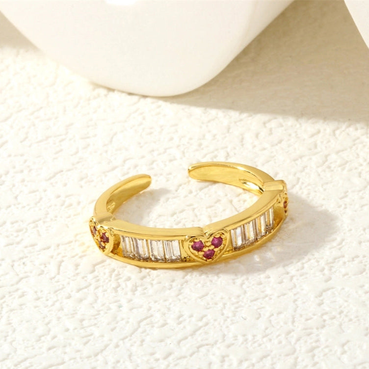 Geometric Copper Zircon Ring – 18K Gold Plated-Bijou Crush