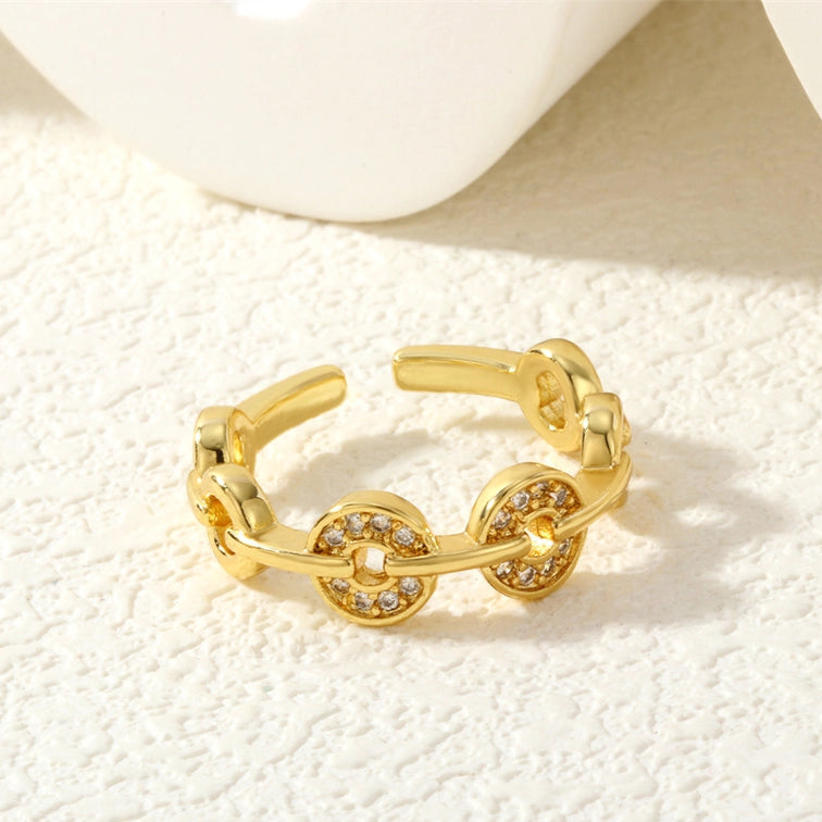 Geometric Copper Zircon Ring – 18K Gold Plated-Bijou Crush