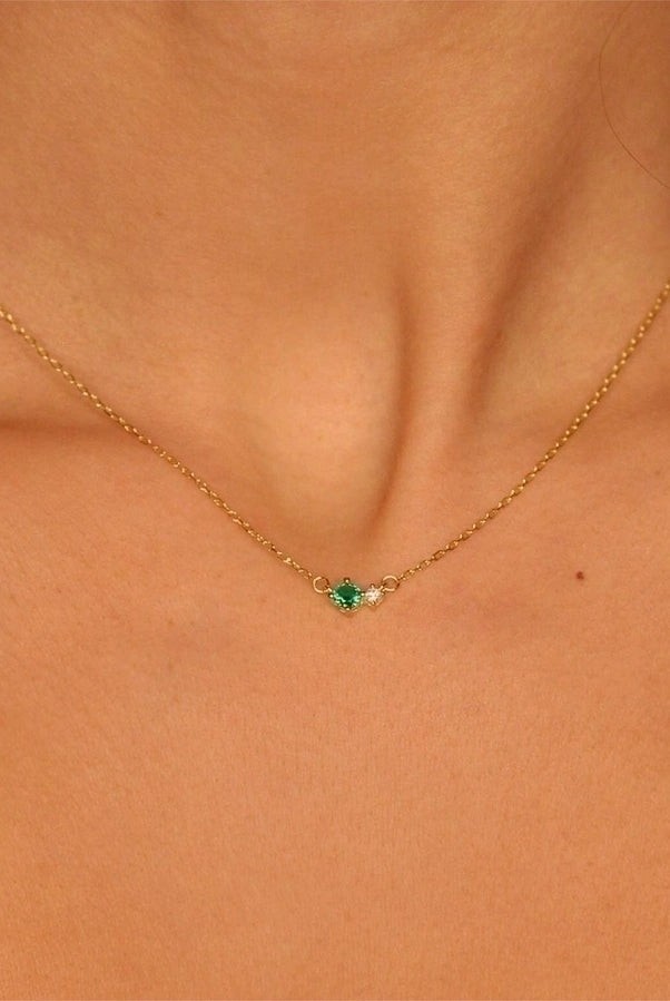 Retro Vibes Pendant Necklace - 18K Gold-Plated Stainless Steel with Sparkly Zircon-Bijou Crush