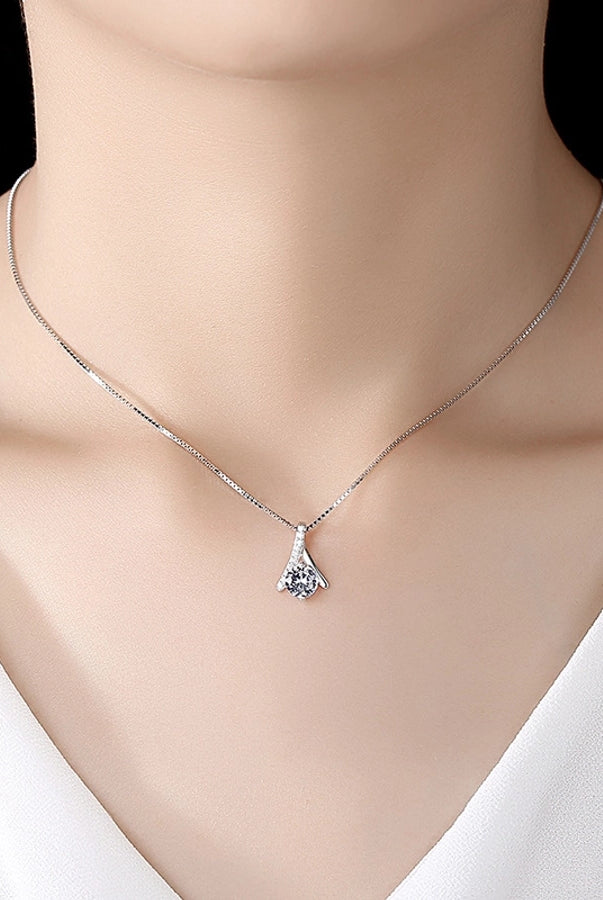 Geo Sparkle Pendant – 925 Sterling Silver with Zircon Inlay Necklace-Bijou Crush