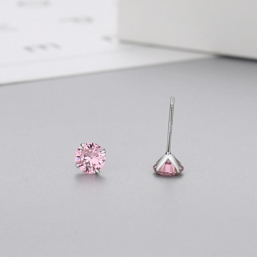 Classic Zircon Round Stud Earrings – 925 Sterling Silver-Bijou Crush