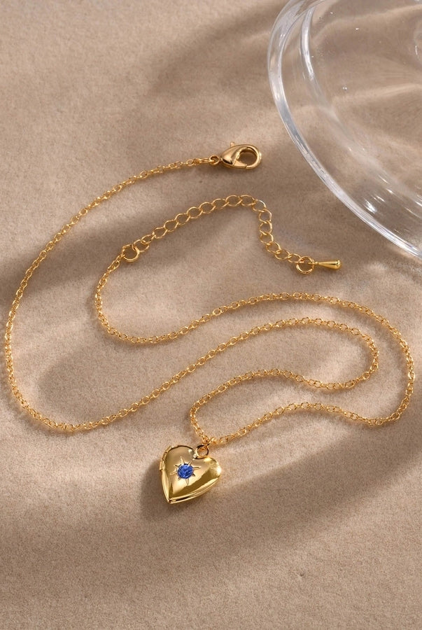 Cute Sweet Heart Shape 201 Stainless Steel Zircon 18K Gold Plated Plating Inlay Necklace-Bijou Crush