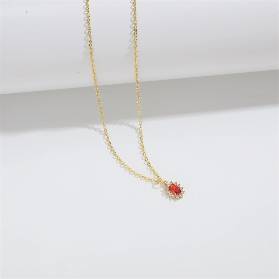 Oval Sparkle Necklace with 14K Gold-Plated Copper Cable Chain-Bijou Crush