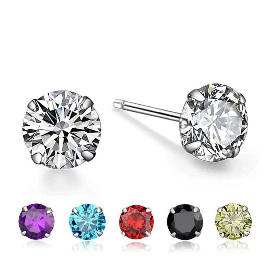 Classic Zircon Round Stud Earrings – 925 Sterling Silver-Bijou Crush