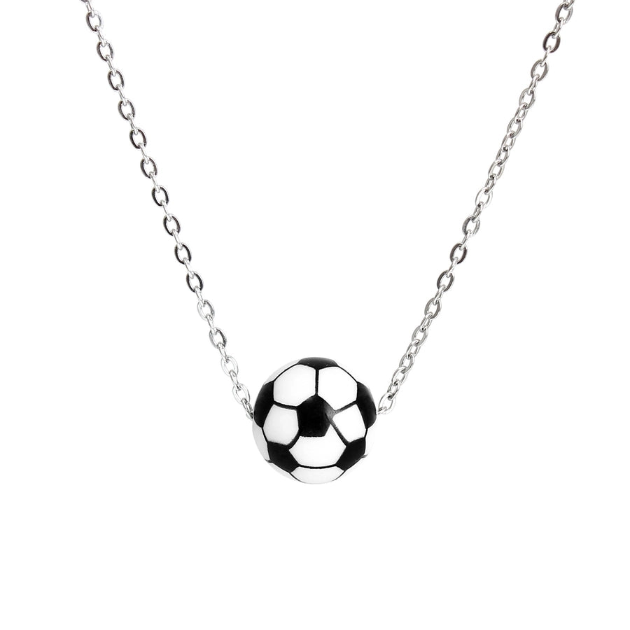 Simple Style Basketball 304 Stainless Steel Silica Gel Pendant Necklace-Bijou Crush